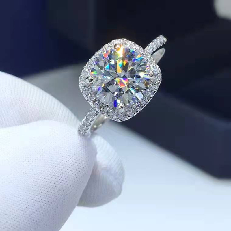 Moissanite Halo Engagement Ring 0.5–3 ct – 925 Sterling Silver – detail 5
