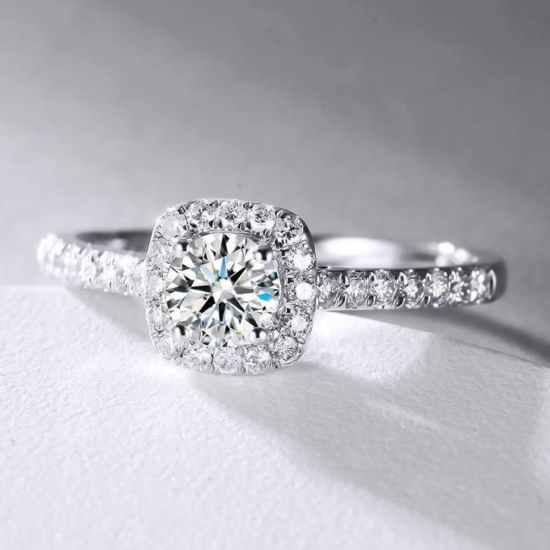 Moissanite Halo Engagement Ring 0.5–3 ct – 925 Sterling Silver – detail 11