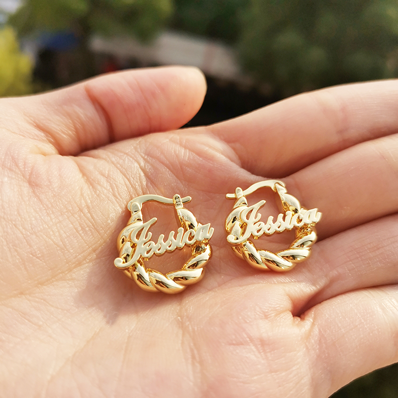 18 mm Mini Twist Name Hoop Earrings – Kids & Women – detail 2