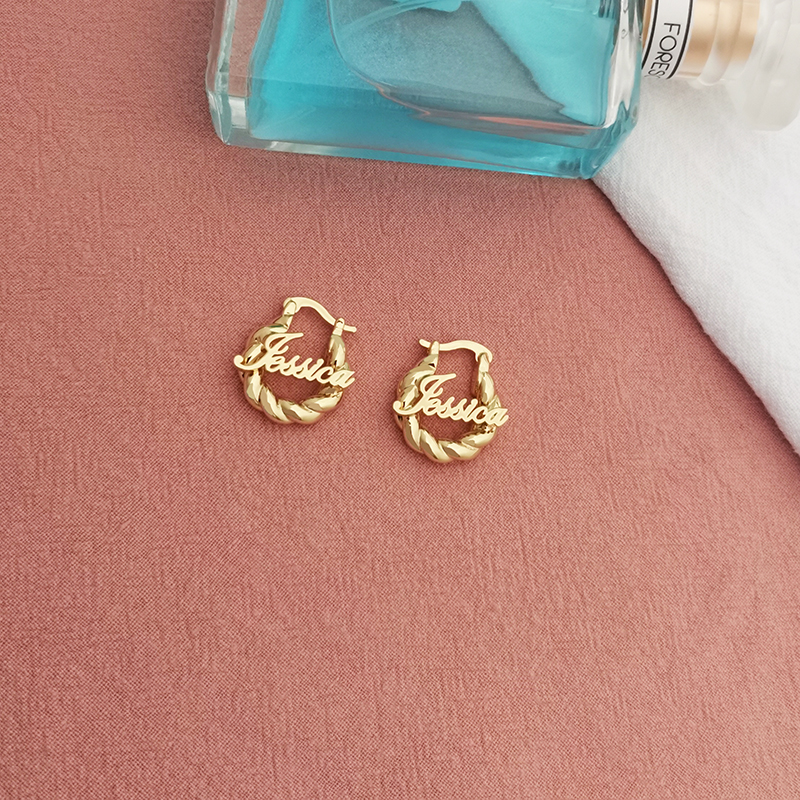 18 mm Mini Twist Name Hoop Earrings – Kids & Women – detail 9