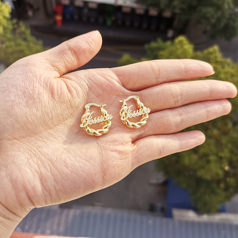 18 mm Mini Twist Name Hoop Earrings – Kids & Women – detail 5
