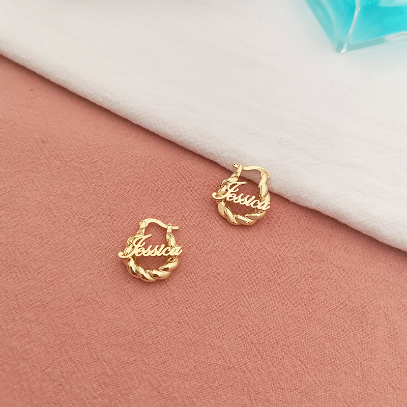 18 mm Mini Twist Name Hoop Earrings – Kids & Women – detail 8
