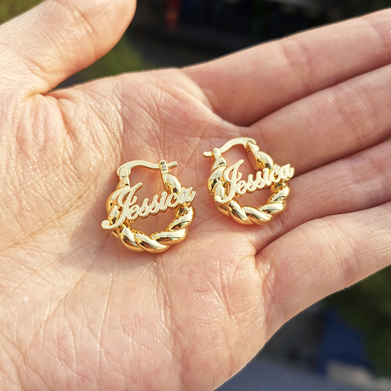 18 mm Mini Twist Name Hoop Earrings – Kids & Women – detail 7