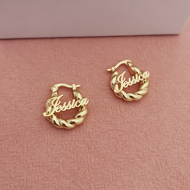 18 mm Mini Twist Name Hoop Earrings – Kids & Women – detail 6