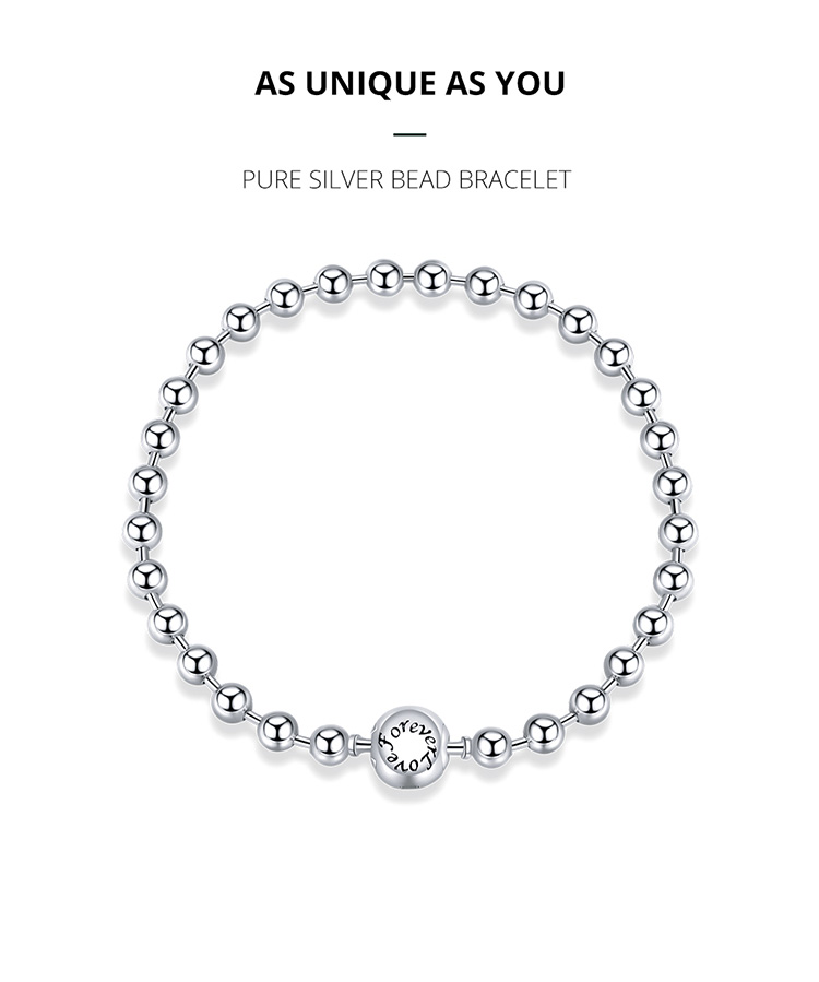 925 Sterling Silver Bead Chain Love Lock Bracelet – detail 11