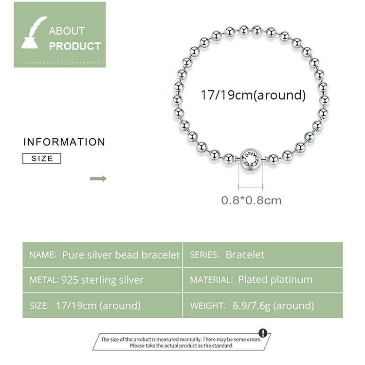 925 Sterling Silver Bead Chain Love Lock Bracelet – detail 19