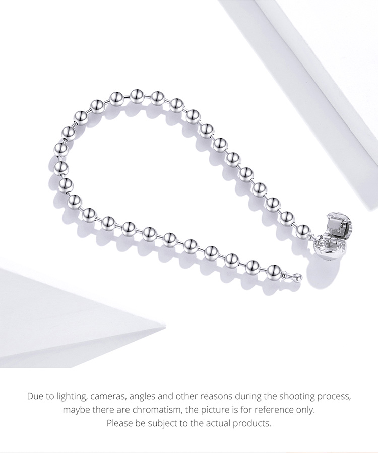 925 Sterling Silver Bead Chain Love Lock Bracelet – detail 17