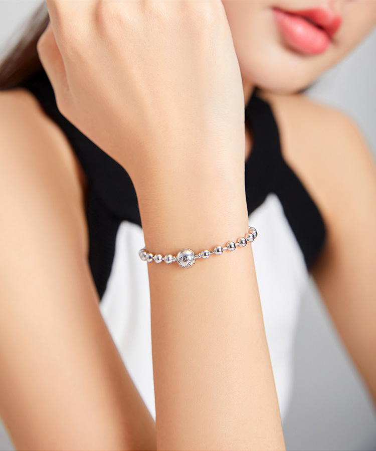 925 Sterling Silver Bead Chain Love Lock Bracelet – detail 12
