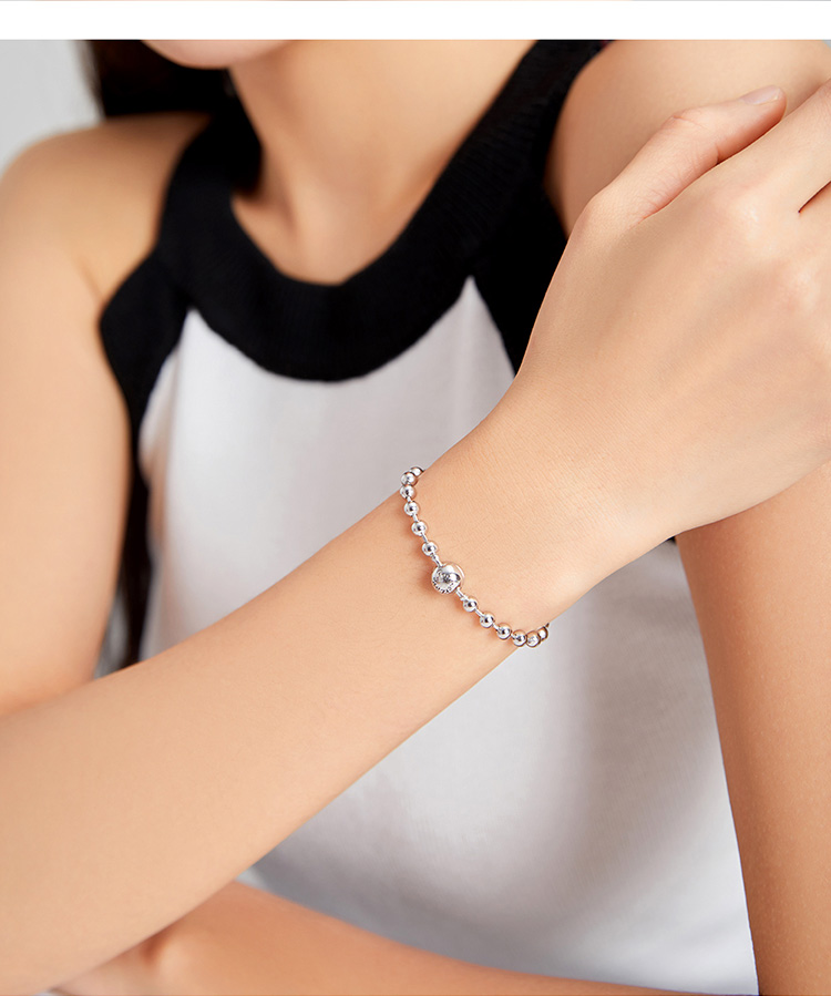 925 Sterling Silver Bead Chain Love Lock Bracelet – detail 13