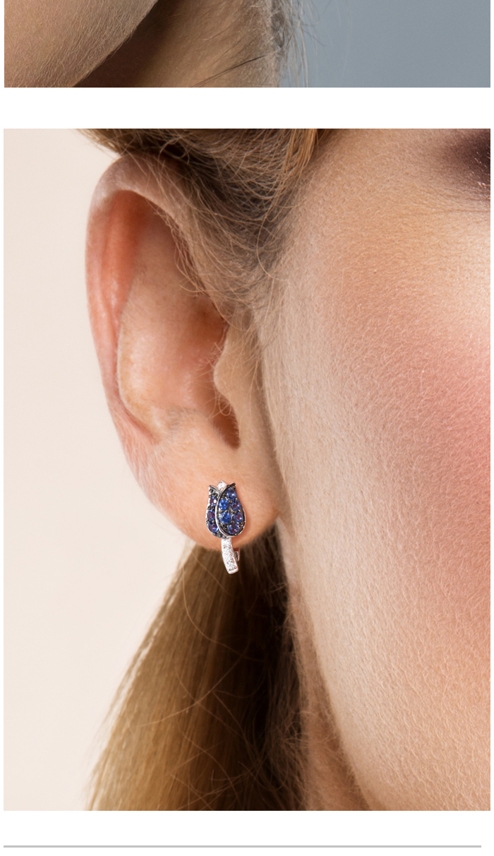 925 Sterling Silver Blue Tulip Stud Earrings – detail 3