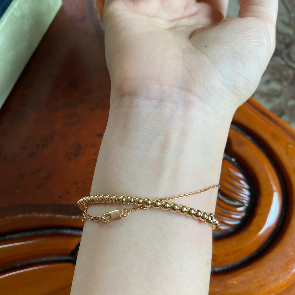 Pearl Bead Bangle – Rose Gold, Gold or Silver Tone – detail 4