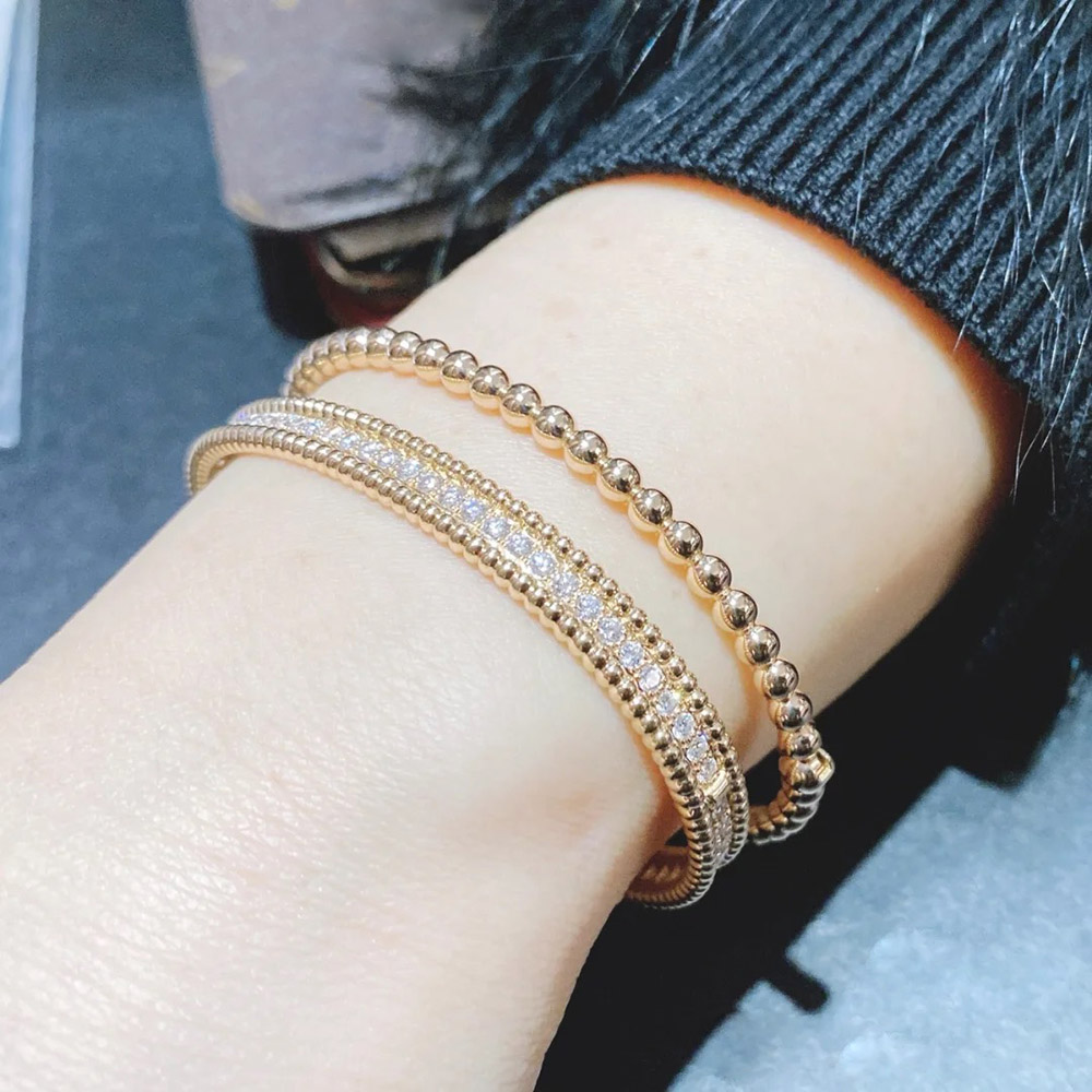 Pearl Bead Bangle – Rose Gold, Gold or Silver Tone – detail 2