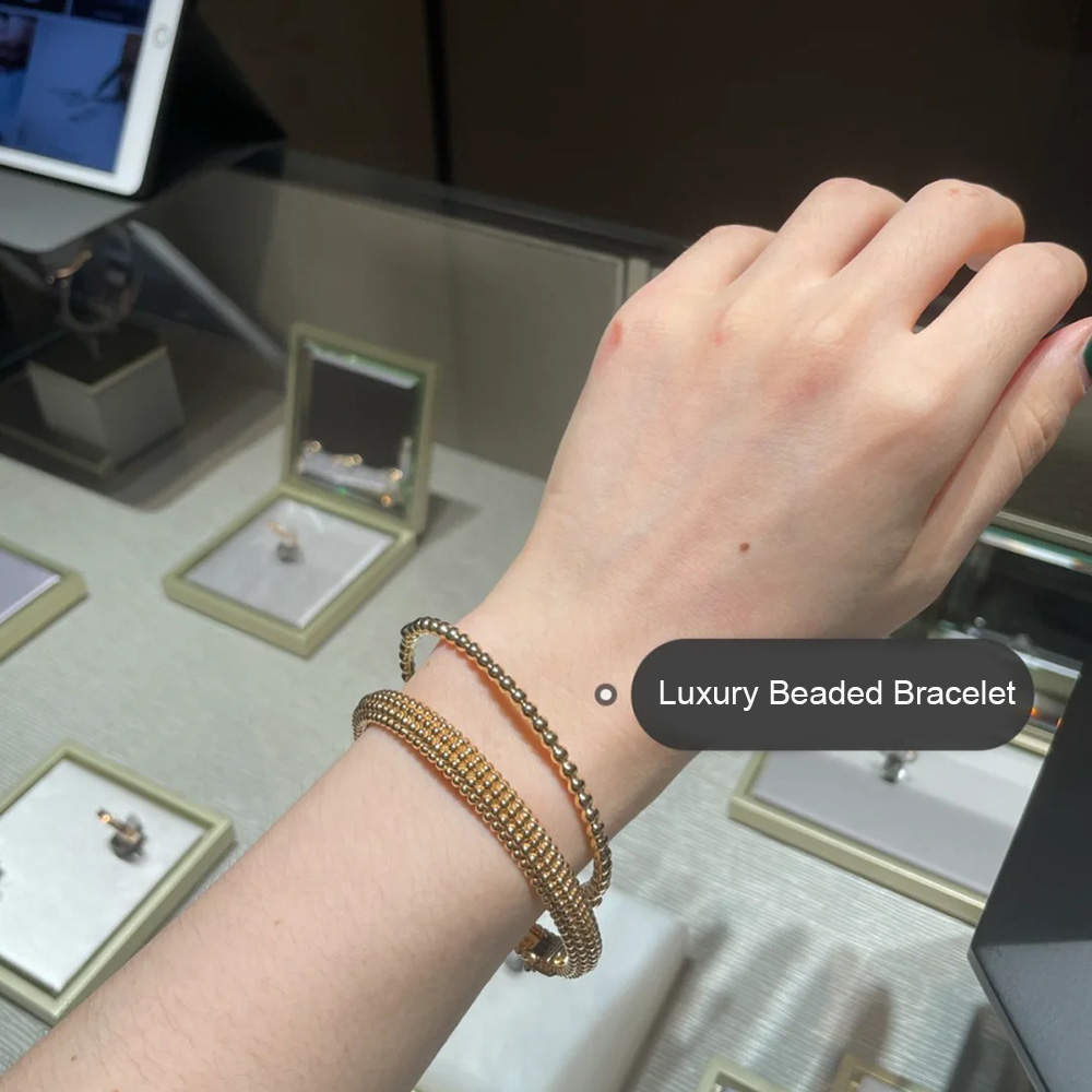 Pearl Bead Bangle – Rose Gold, Gold or Silver Tone – detail 3