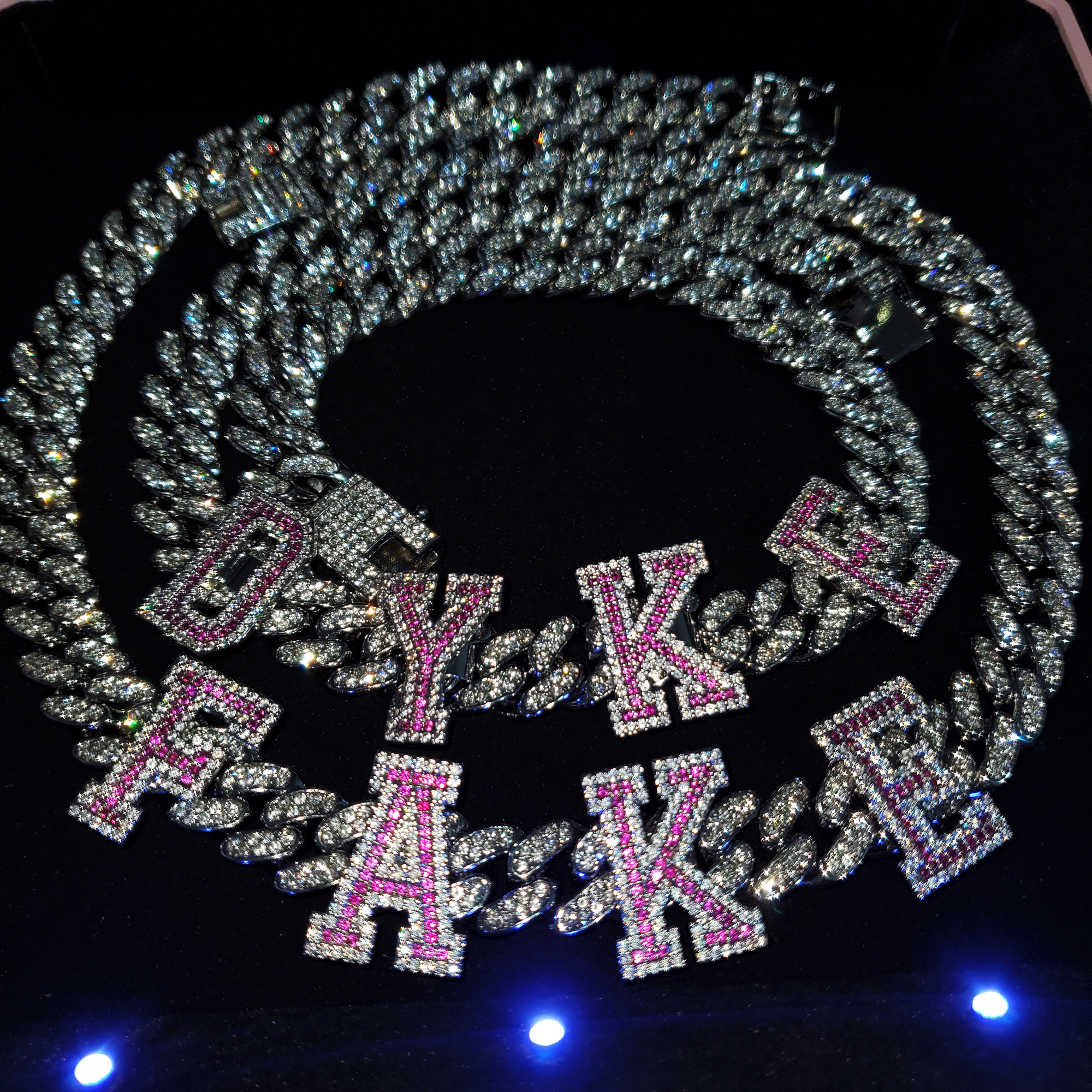Custom Name Choker Necklace with Pink Stones – detail 8