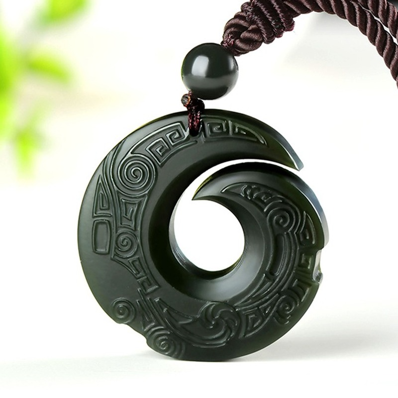 Carved Hetian Jade Pendant Necklace – detail 9