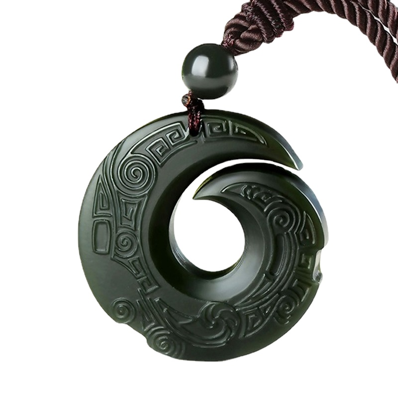 Carved Hetian Jade Pendant Necklace – detail 11