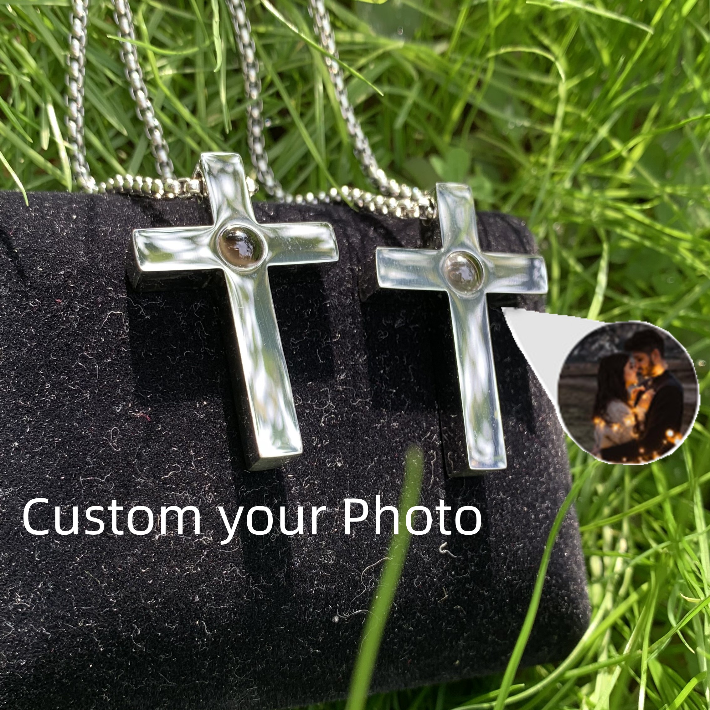 Custom Photo Projection Cross Necklace – Stainless Steel – detail 5
