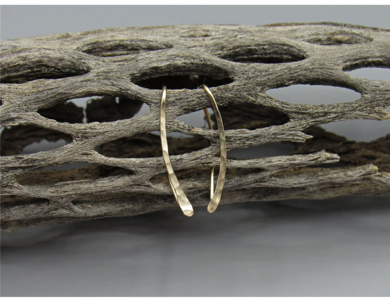 Hammered Ear Climber Earrings – 14K Gold Filled or 925 Silver – detail 4