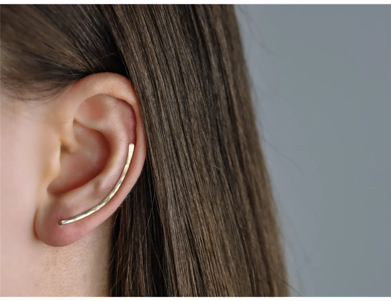 Hammered Ear Climber Earrings – 14K Gold Filled or 925 Silver – detail 7