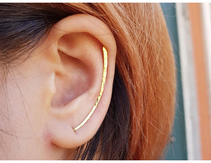 Hammered Ear Climber Earrings – 14K Gold Filled or 925 Silver – detail 8