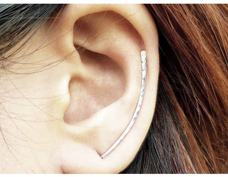Hammered Ear Climber Earrings – 14K Gold Filled or 925 Silver – detail 10