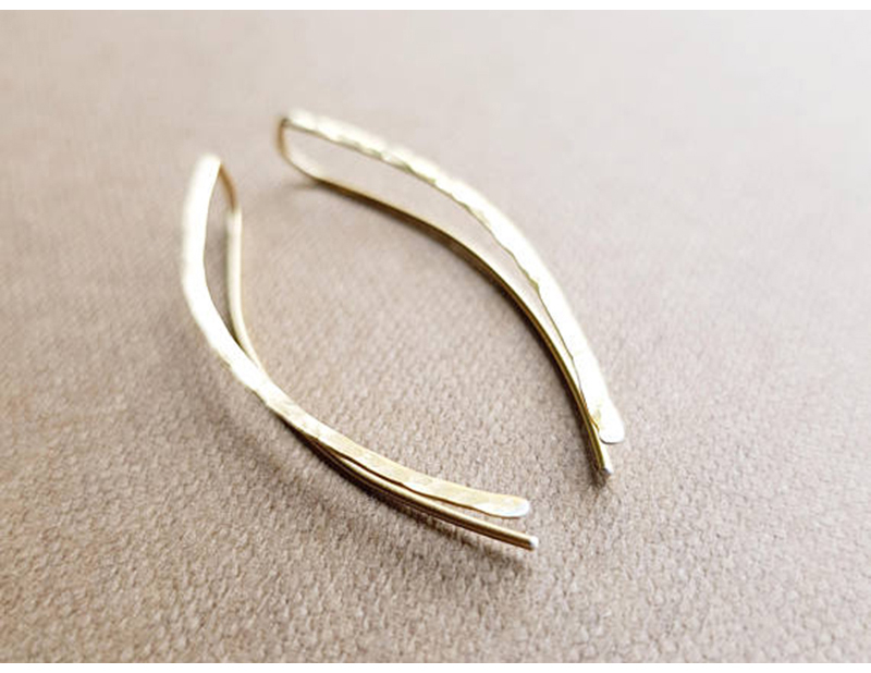 Hammered Ear Climber Earrings – 14K Gold Filled or 925 Silver – detail 6