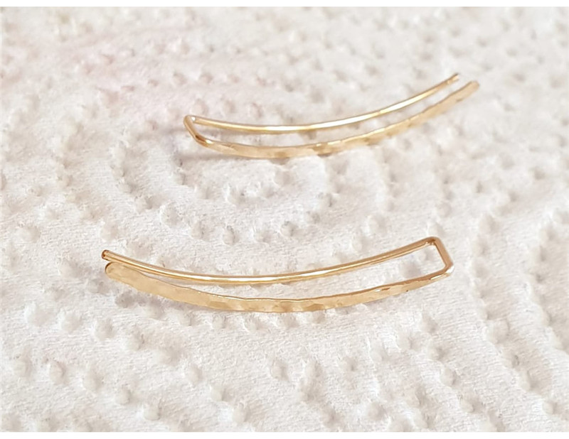 Hammered Ear Climber Earrings – 14K Gold Filled or 925 Silver – detail 3