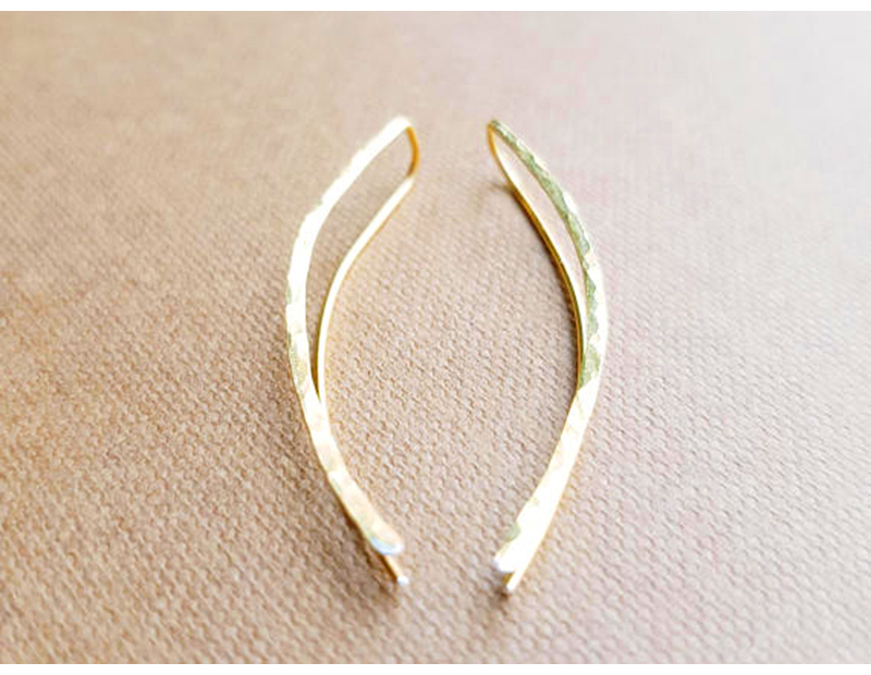 Hammered Ear Climber Earrings – 14K Gold Filled or 925 Silver – detail 5