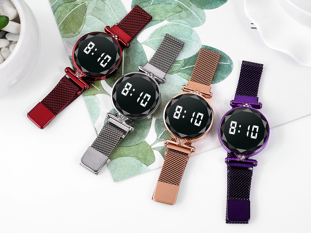 Women's Magnetic LED Digital Watch – Stainless Steel – detail 1