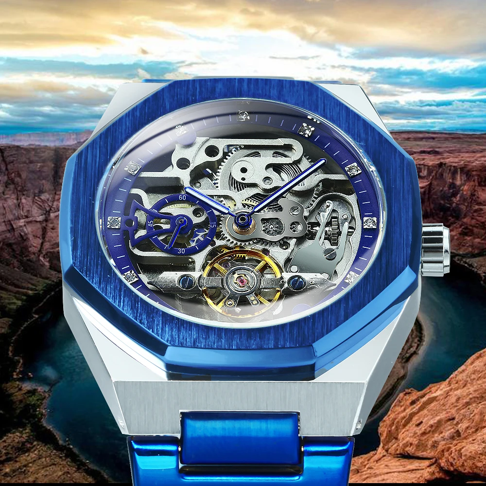 Forsining Skeleton Automatic Watch – Steel Strap – detail 3