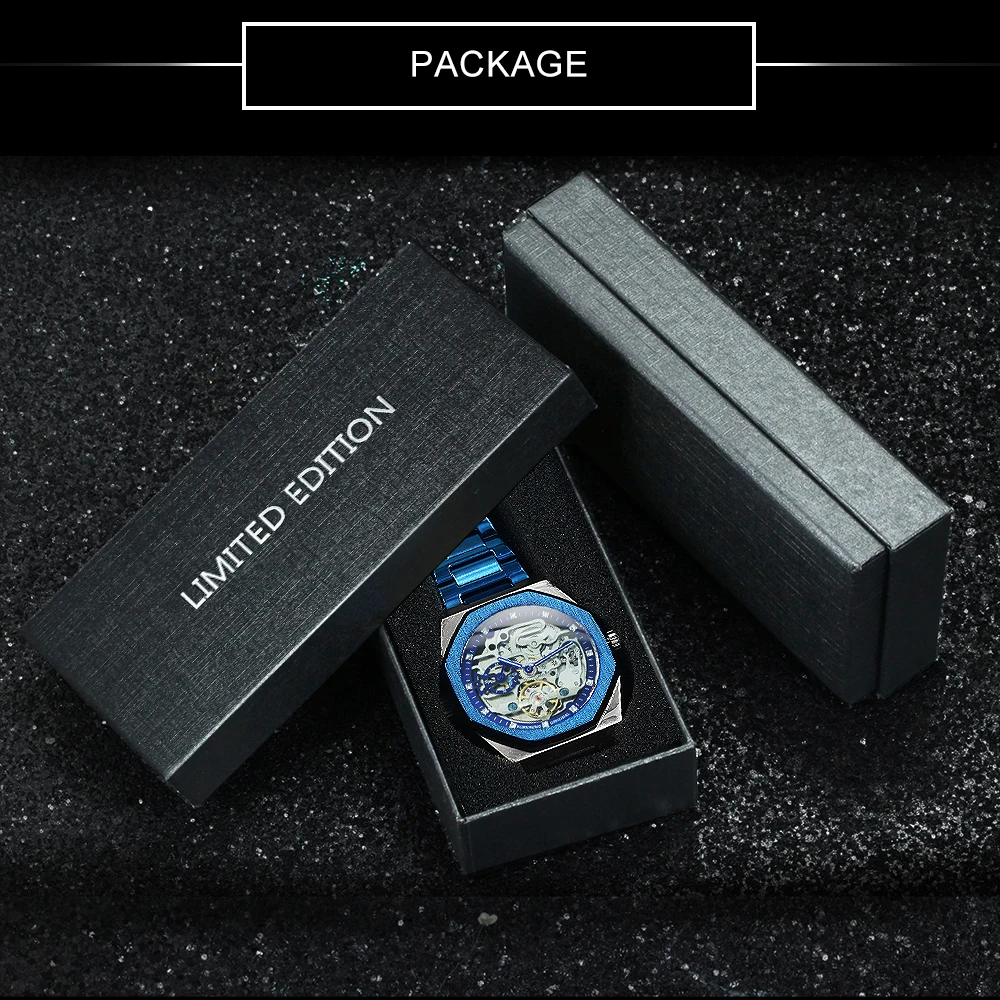 Forsining Skeleton Automatic Watch – Steel Strap – detail 10