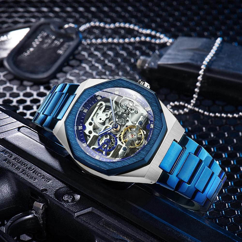 Forsining Skeleton Automatic Watch – Steel Strap – detail 4