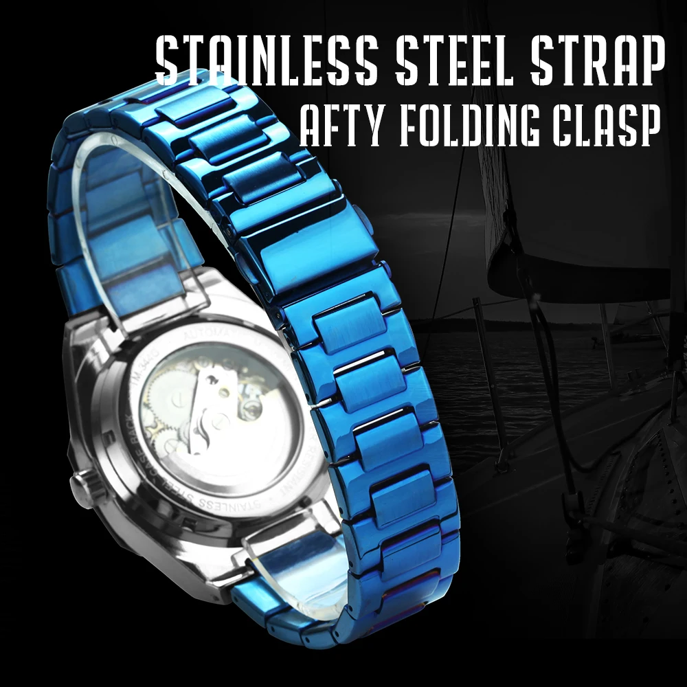 Forsining Skeleton Automatic Watch – Steel Strap – detail 7