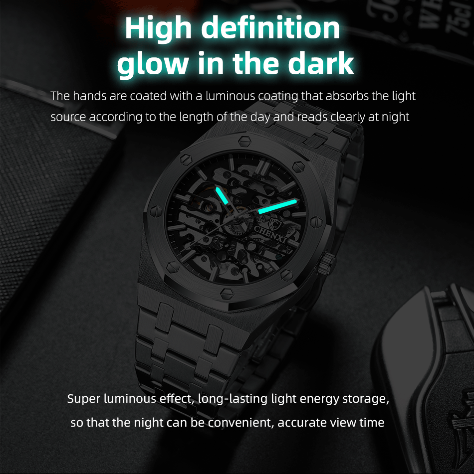 CHENXI Open-Heart Automatic Watch – Steel – detail 13