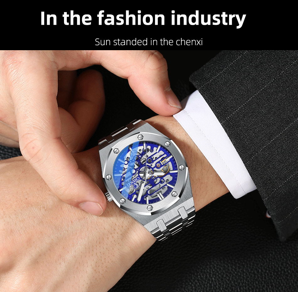 CHENXI Open-Heart Automatic Watch – Steel – detail 14