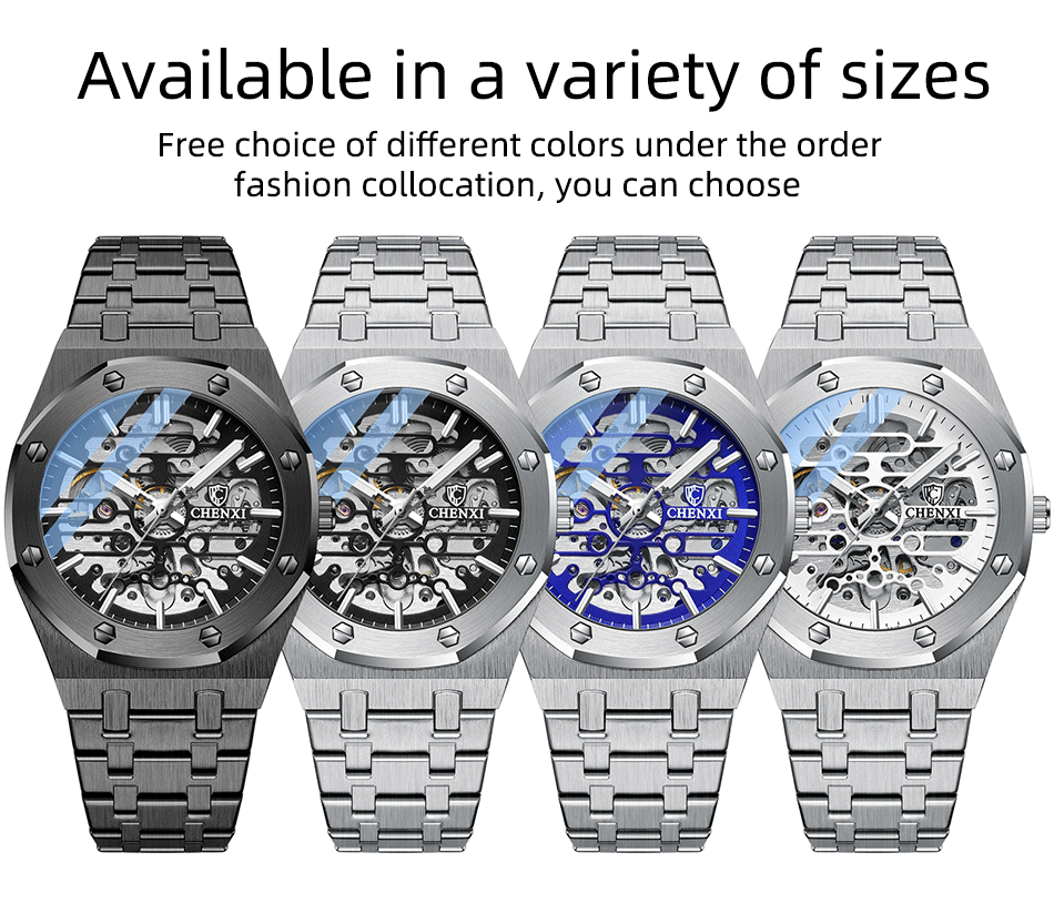 CHENXI Open-Heart Automatic Watch – Steel – detail 6