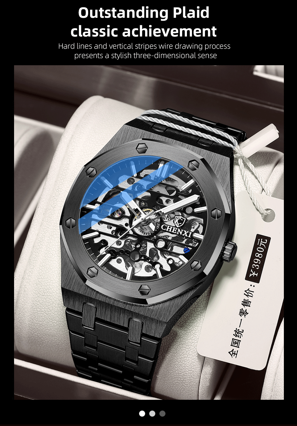 CHENXI Open-Heart Automatic Watch – Steel – detail 4