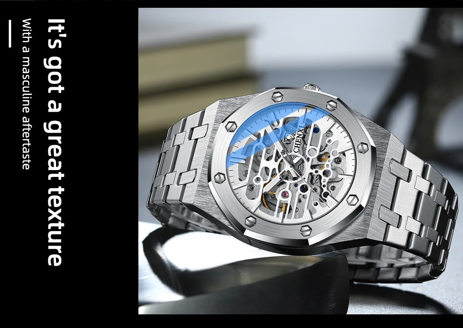 CHENXI Open-Heart Automatic Watch – Steel – detail 15