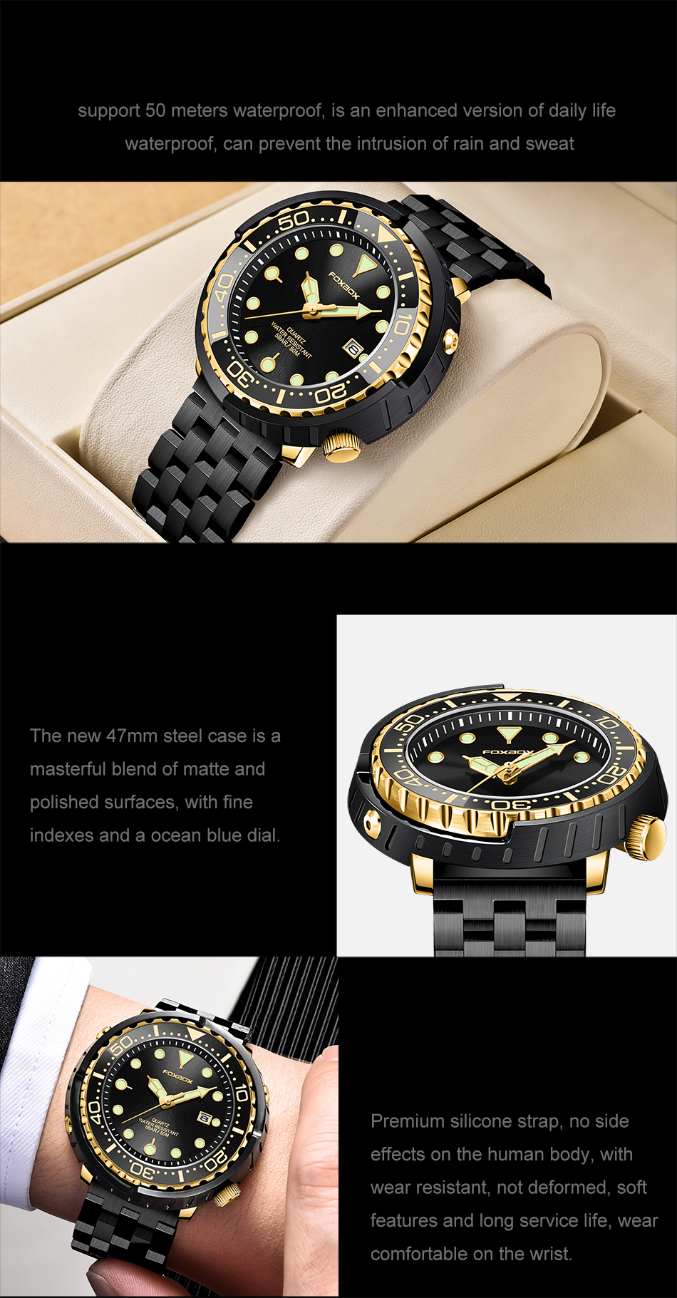 Men's Rotating Bezel Sports Watch – Auto Date, Luminous – detail 3