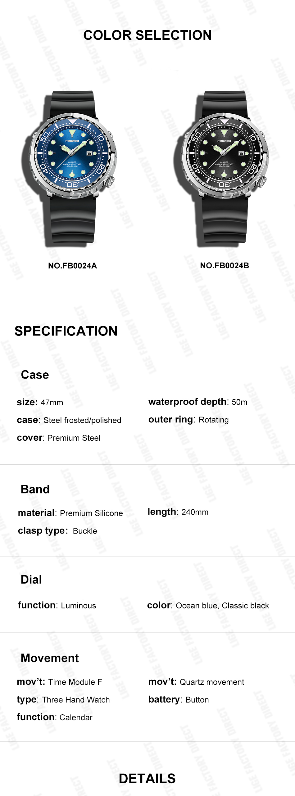 Men's Rotating Bezel Sports Watch – Auto Date, Luminous – detail 4