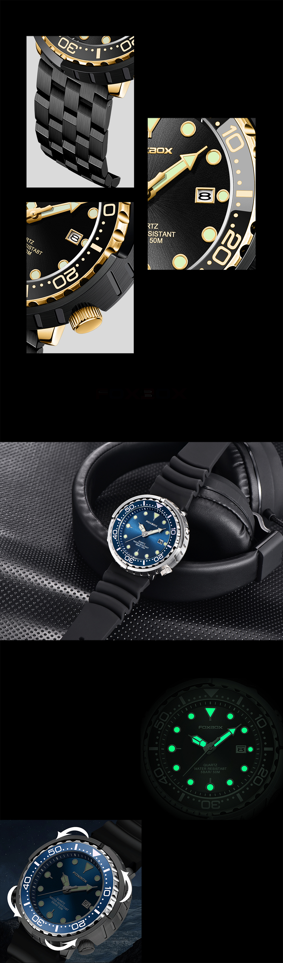 Men's Rotating Bezel Sports Watch – Auto Date, Luminous – detail 6