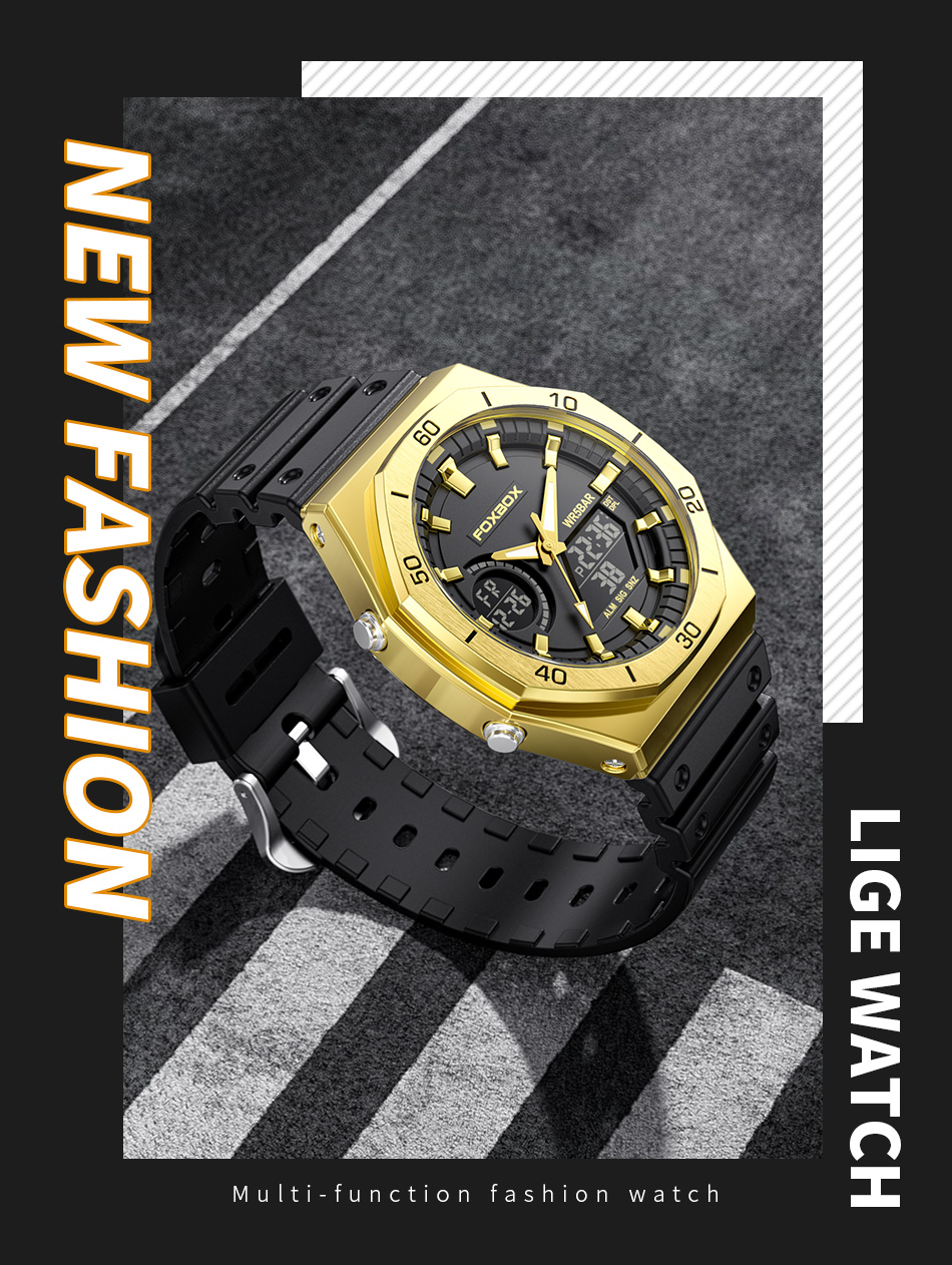 Men's 48 mm Dual Display Silicone Watch – detail 13