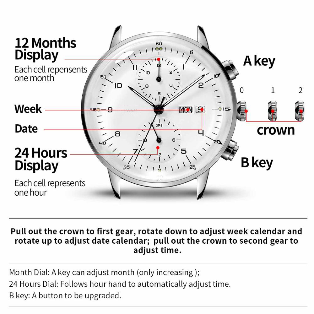OBAO Men's Automatic Business Watch – Luminous – detail 6