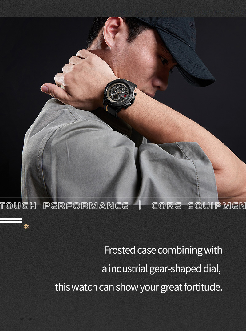 Men's Military Leather Watch – Date, Week, 24 Hour – detail 6