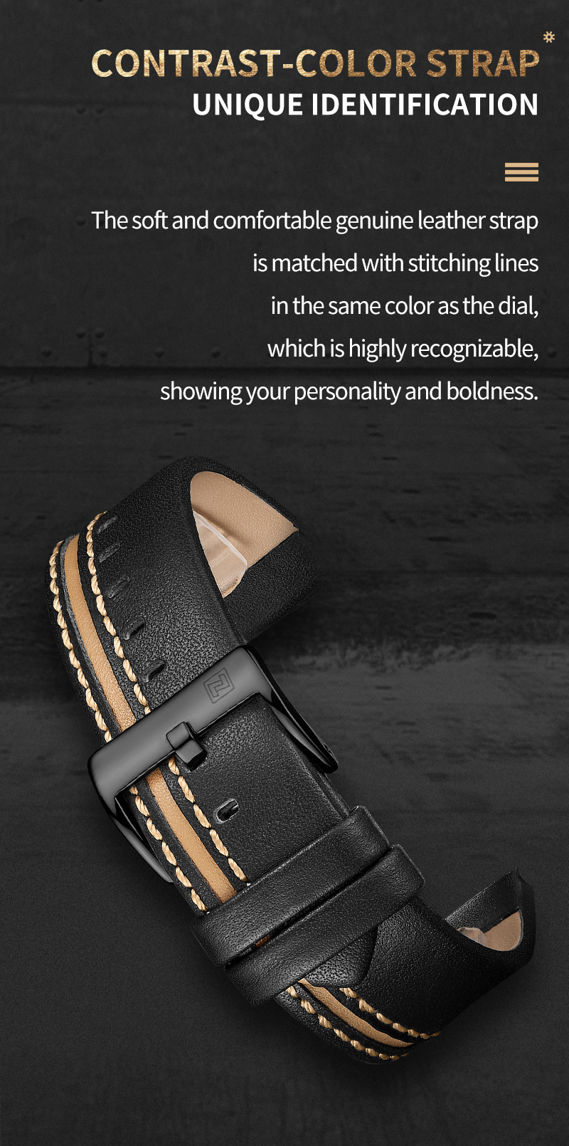 Men's Military Leather Watch – Date, Week, 24 Hour – detail 10