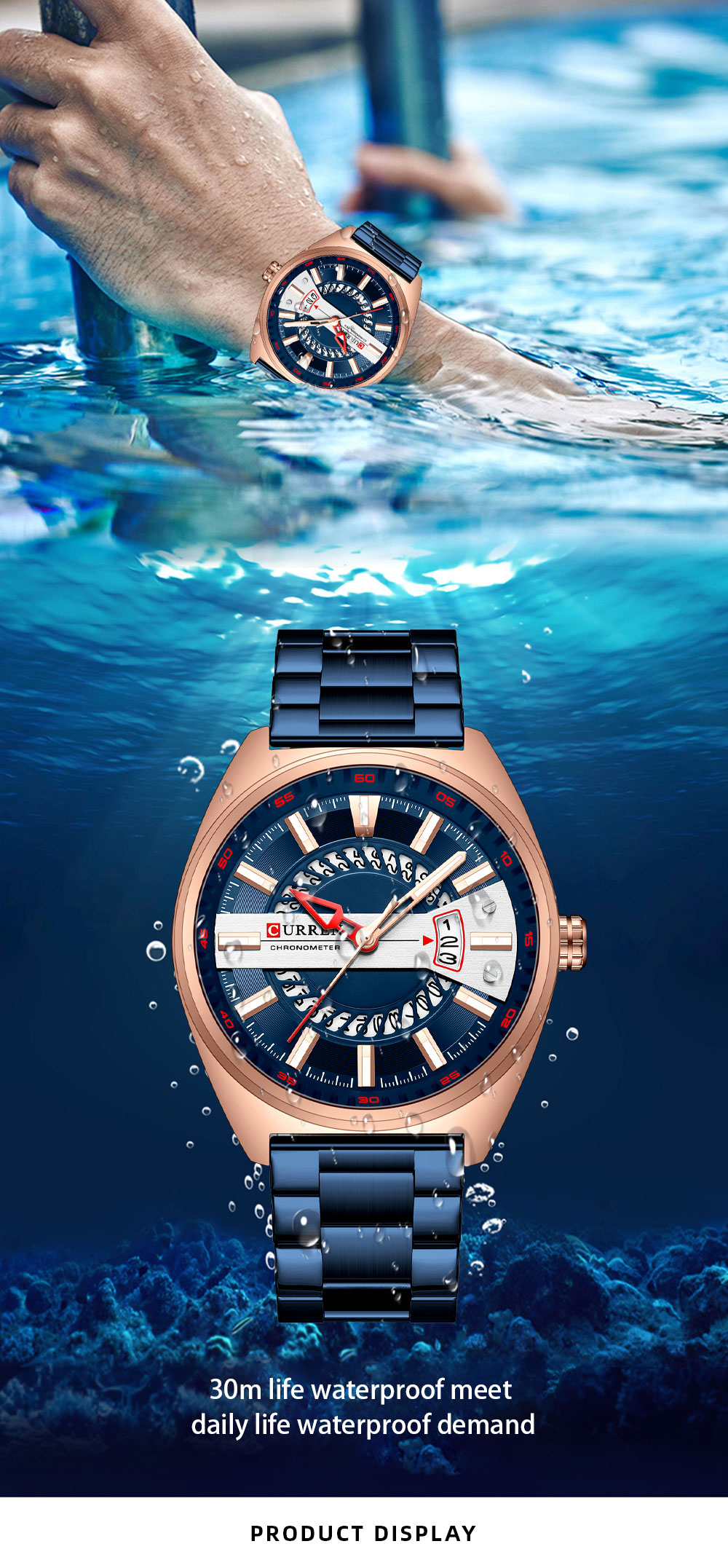 Men's Creative Gold Steel Watch – Luminous – detail 7