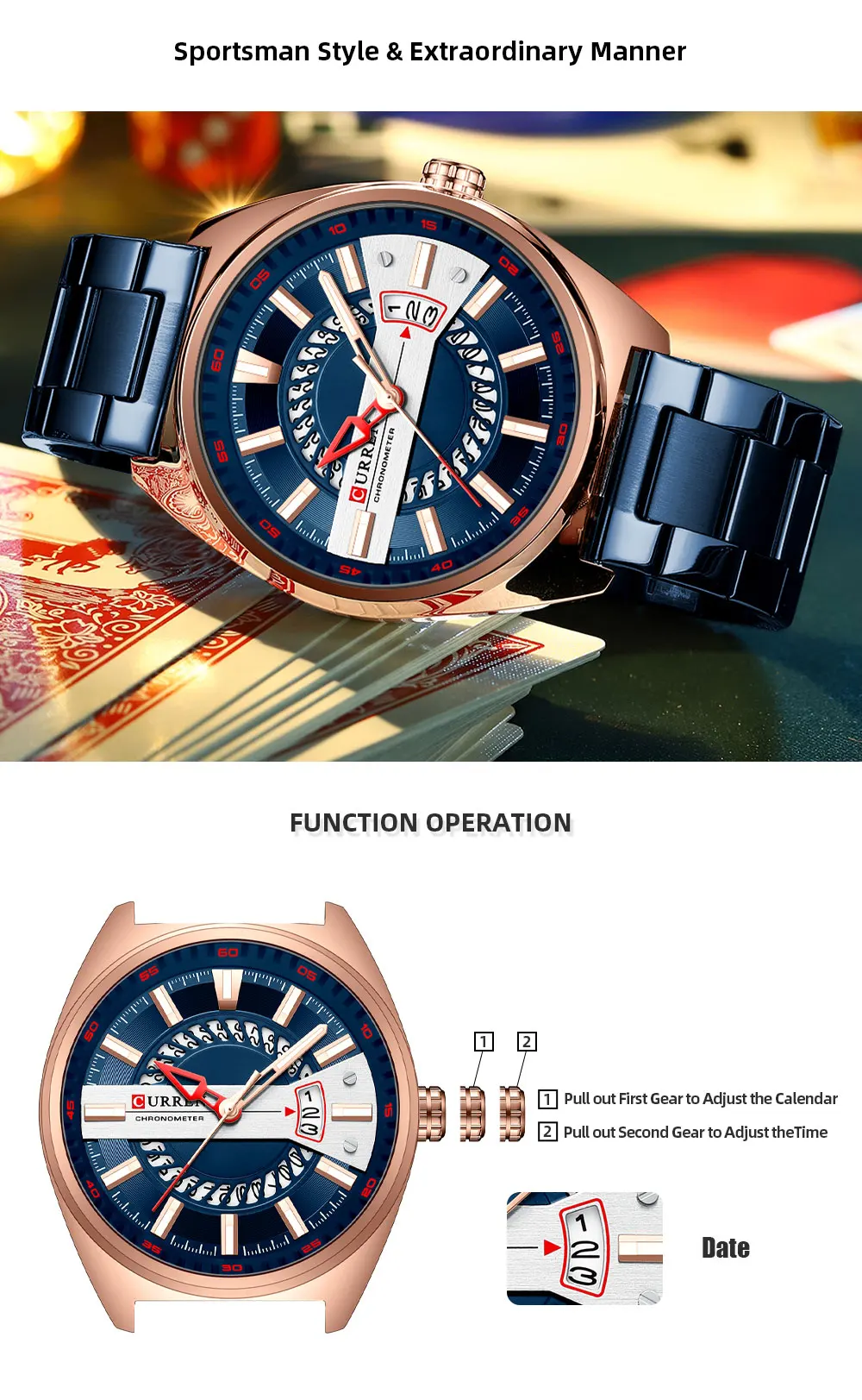 Men's Creative Gold Steel Watch – Luminous – detail 4