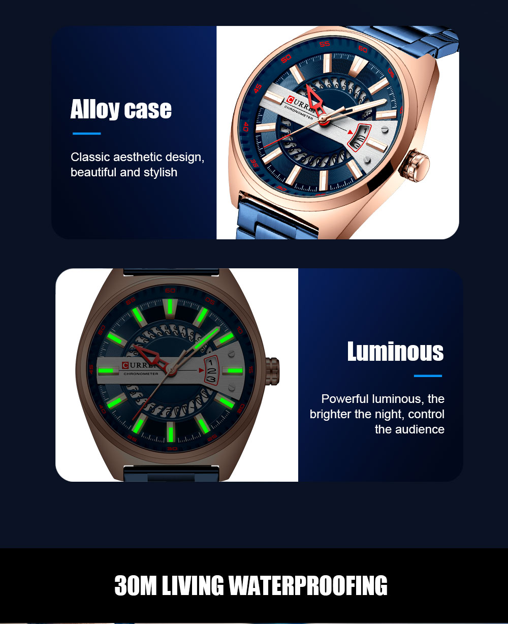 Men's Creative Gold Steel Watch – Luminous – detail 6