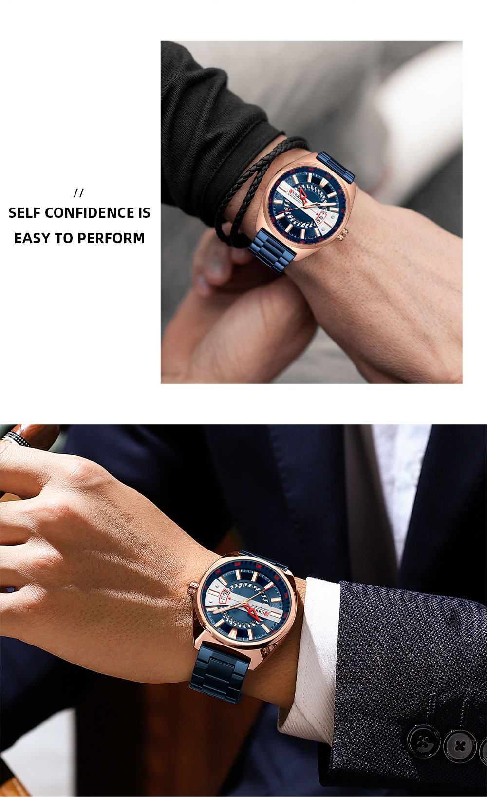 Men's Creative Gold Steel Watch – Luminous – detail 3