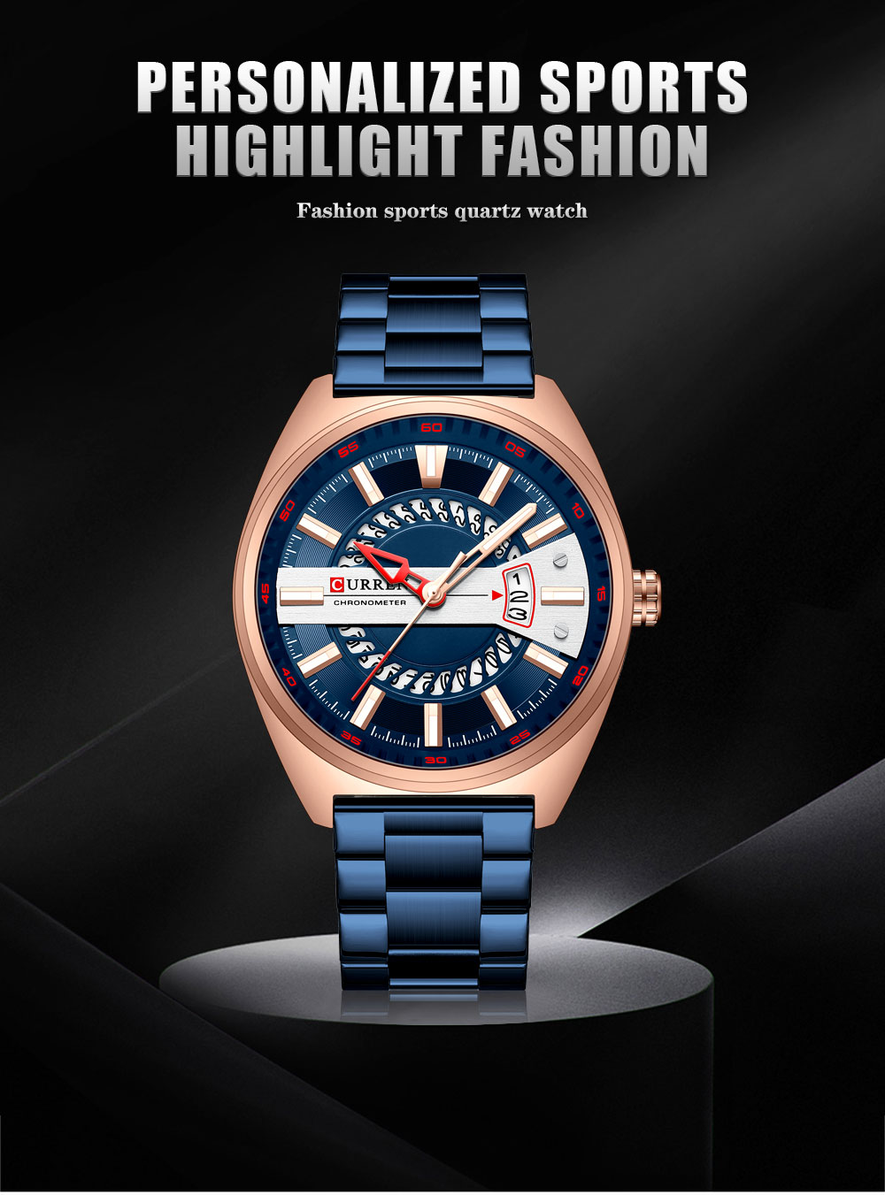 Men's Creative Gold Steel Watch – Luminous – detail 1